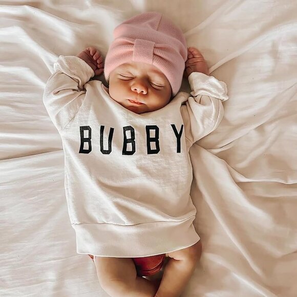 Soft Acrylic Baby Winter Beanie with Bow - 0-6 Months, Beige & Pink - Picture 3 of 6